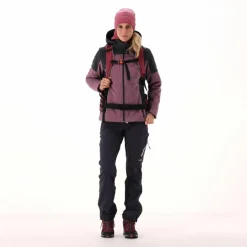 Softshelljacke für Damen mit Kapuze und zweifarbigem Grid-Jacquard-Motiv><noscript><img width=