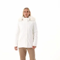 Softshelljacke für Damen mit Kapuze aus Kunstfell><noscript><img width=
