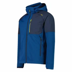 Softshelljacke für Herren mit Kapuze und zweifarbigem Grid-Jacquard-Motiv><noscript><img width=