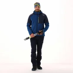 Softshelljacke für Herren mit Kapuze und zweifarbigem Grid-Jacquard-Motiv><noscript><img width=