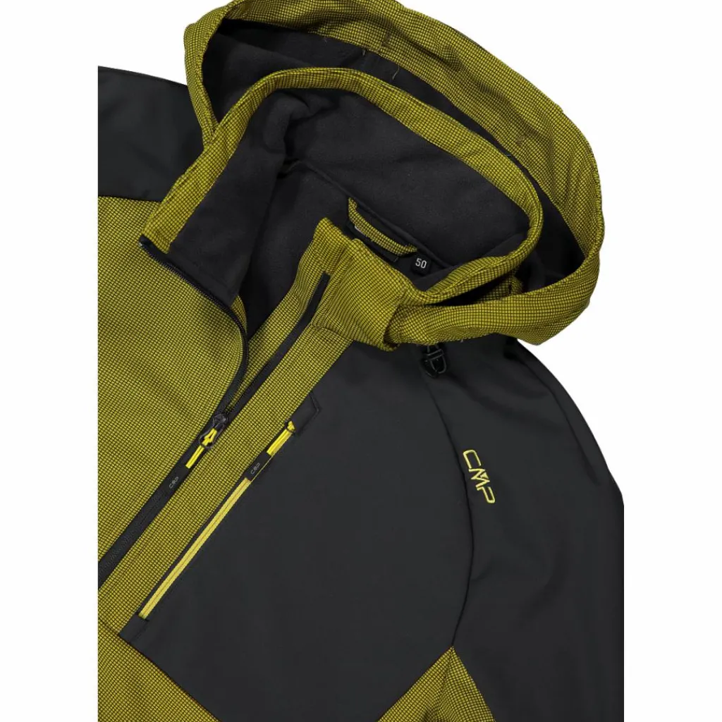 Softshelljacke für Herren mit Kapuze und zweifarbigem Grid-Jacquard-Motiv>CMP Sale