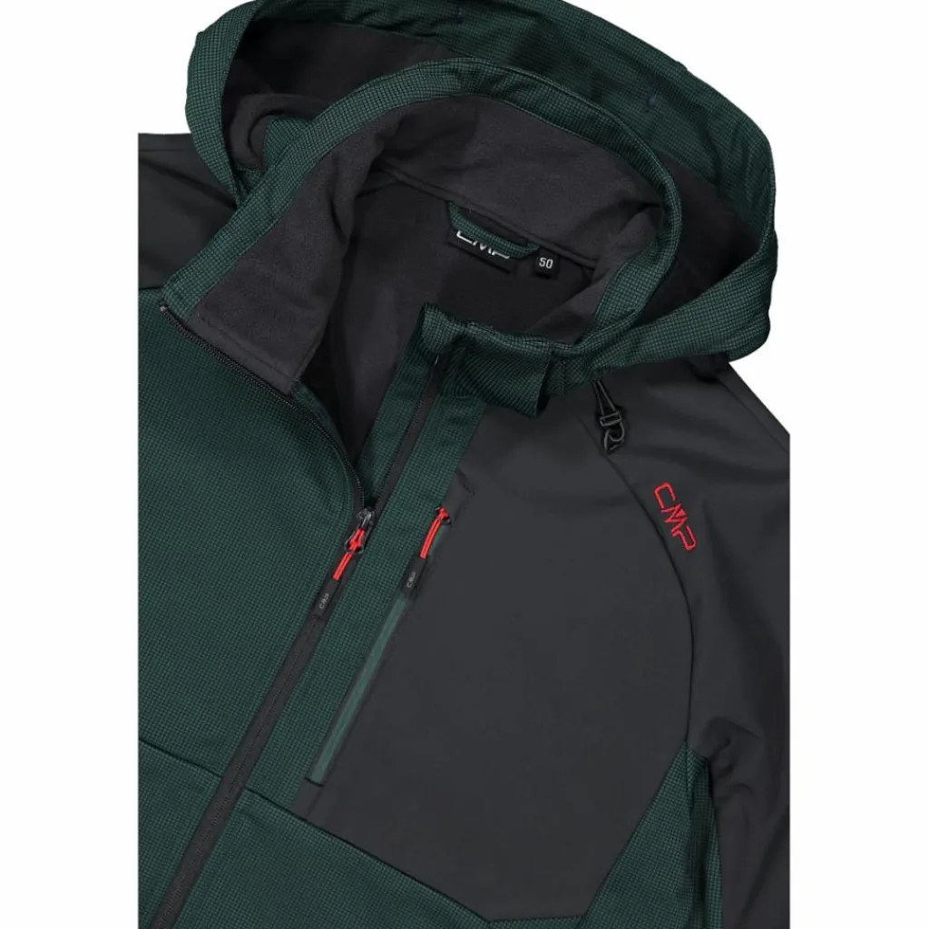 Softshelljacke für Herren mit Kapuze und zweifarbigem Grid-Jacquard-Motiv>CMP Sale