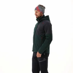 Softshelljacke für Herren mit Kapuze und zweifarbigem Grid-Jacquard-Motiv><noscript><img width=