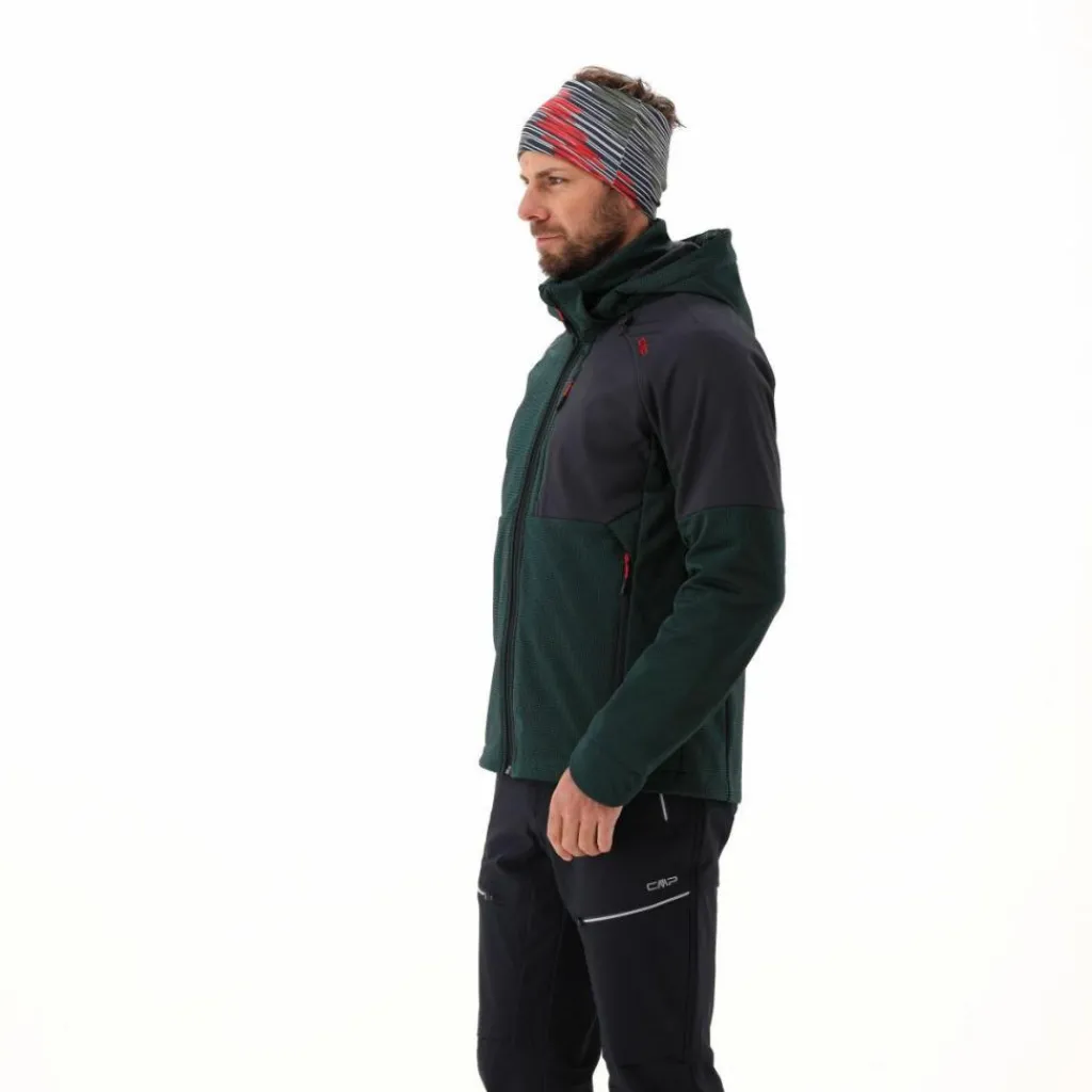 Softshelljacke für Herren mit Kapuze und zweifarbigem Grid-Jacquard-Motiv>CMP Sale