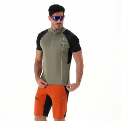 Technisches Radsport-T-Shirt mit kurzem Reißverschluss für Herren><noscript><img width=