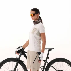 Technisches Radsport-T-Shirt für Damen mit kurzem Reißverschluss und Brusttasche><noscript><img width=