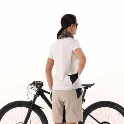 Technisches Radsport-T-Shirt für Damen mit kurzem Reißverschluss und Brusttasche><noscript><img width=