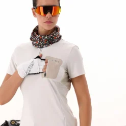 Technisches Radsport-T-Shirt für Damen mit kurzem Reißverschluss und Brusttasche><noscript><img width=