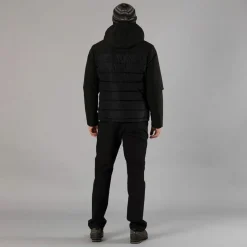 Wattierte Herrenjacke mit abnehmbarer Kapuze><noscript><img width=