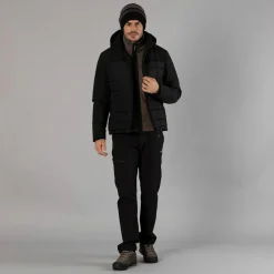 Wattierte Herrenjacke mit abnehmbarer Kapuze><noscript><img width=