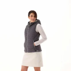 Wattierte Weste mit Kapuze für Damen><noscript><img width=